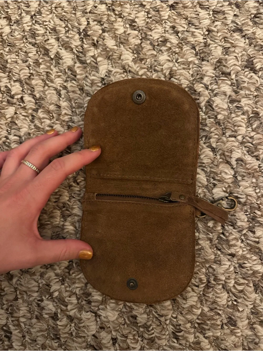 Free People Leather Suede Studded Coin Pouch